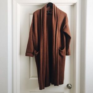 Draped Rust Duster Sweater